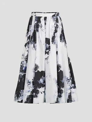 Pleated Midi Skirt Chiaroscuro Print