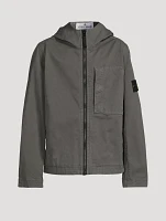 Stretch Cotton Zip Jacket With Hood