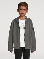 Stretch Cotton Zip Jacket With Hood