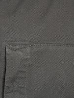 Stretch Cotton Zip Jacket With Hood