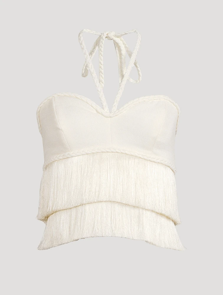 Fringe Halterneck Top
