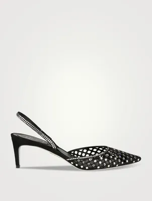 Crystal Suede Slingback Pumps