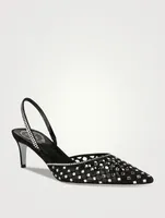 Crystal Suede Slingback Pumps