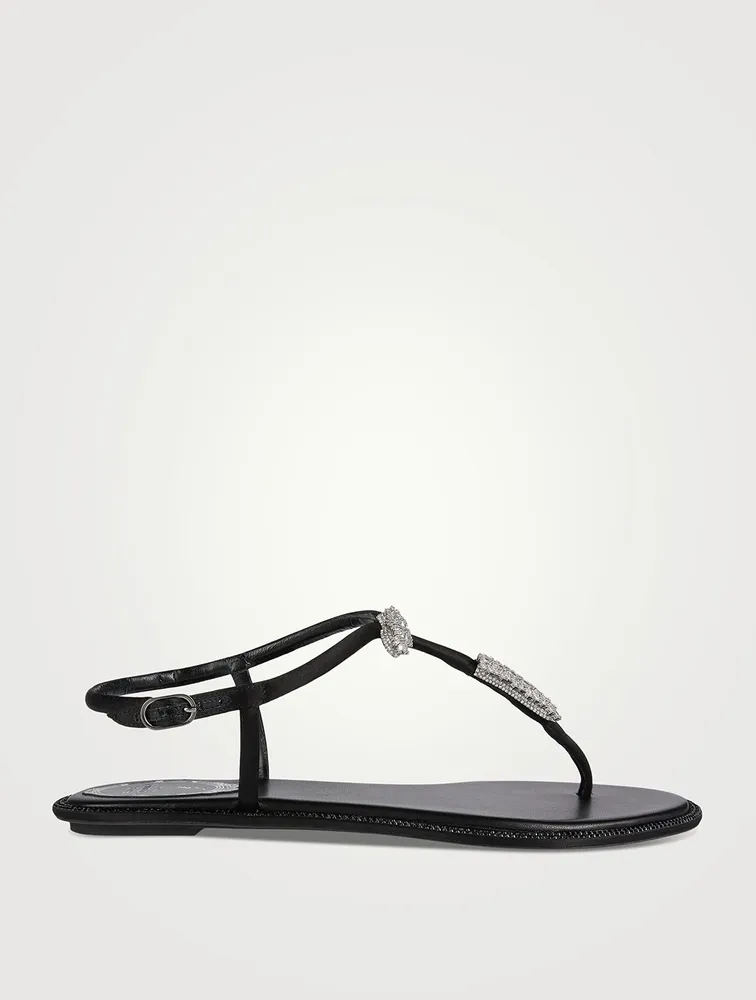 Katy Crystal Satin Thong Sandals