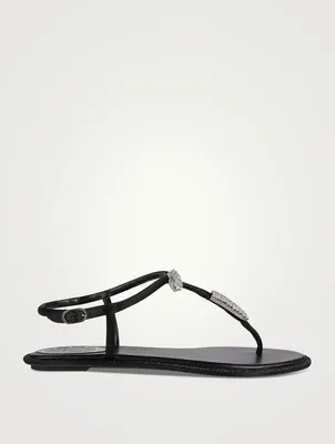 Katy Crystal Satin Thong Sandals