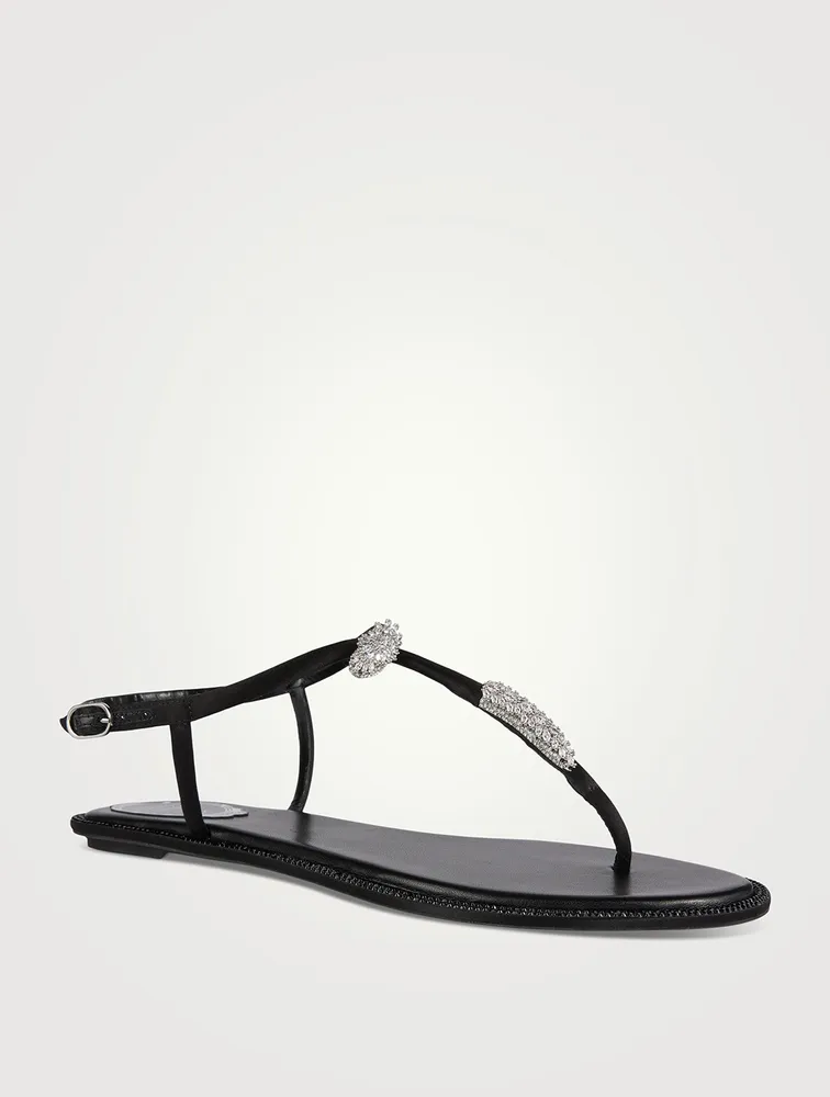 Katy Crystal Satin Thong Sandals