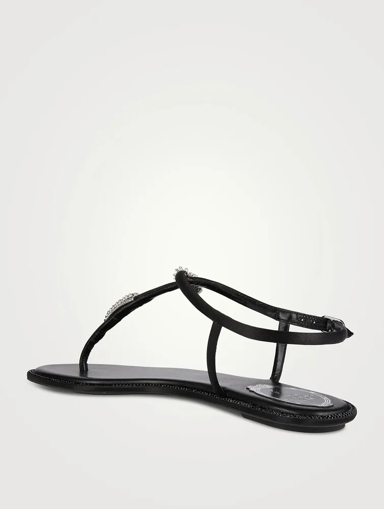 Katy Crystal Satin Thong Sandals