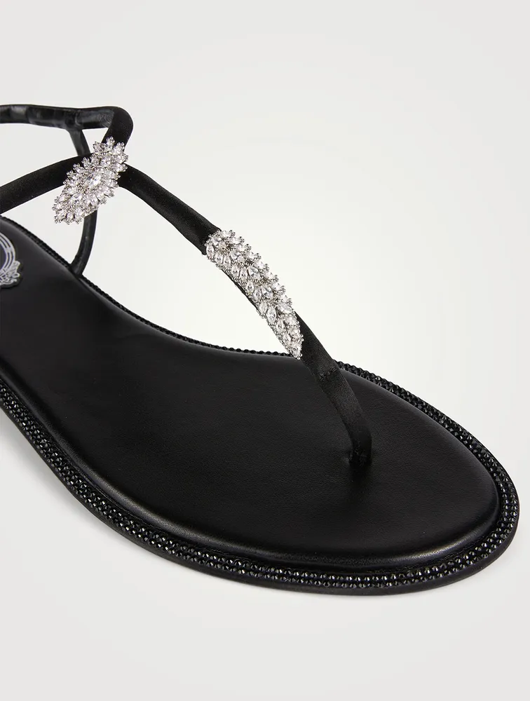 Katy Crystal Satin Thong Sandals