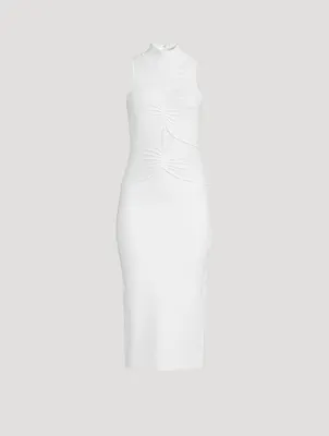 Textured Chenille Stripe Midi Dress