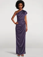 Ruched One-Shoulder Combo Gown