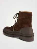 Suede And Rubber-Effect Leather Boots