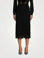 Stretch Lace Midi Skirt