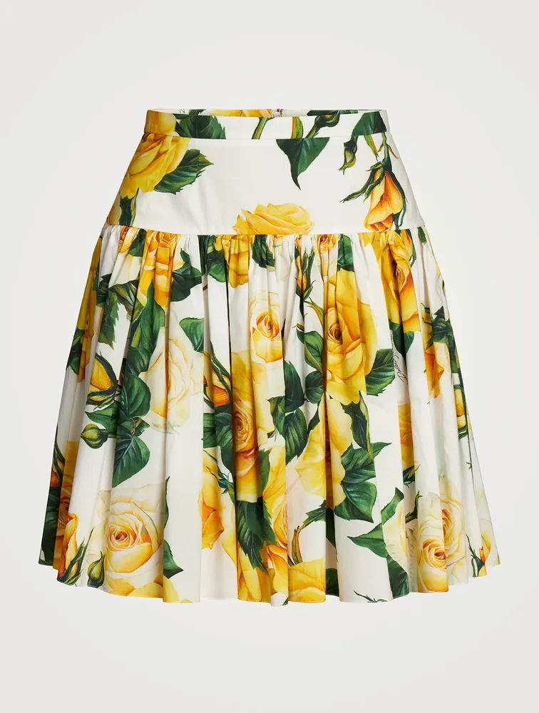 Cotton Mini Skirt Floral Print