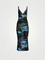 Tulle Midi Slip Dress Floral Print
