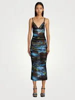 Tulle Midi Slip Dress Floral Print