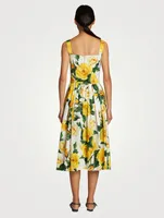 Cotton Poplin Midi Dress Floral Print