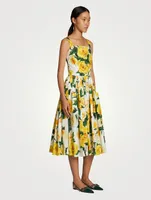 Cotton Poplin Midi Dress Floral Print