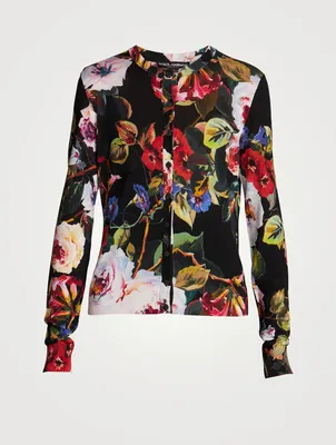 Silk Cardigan Floral Print