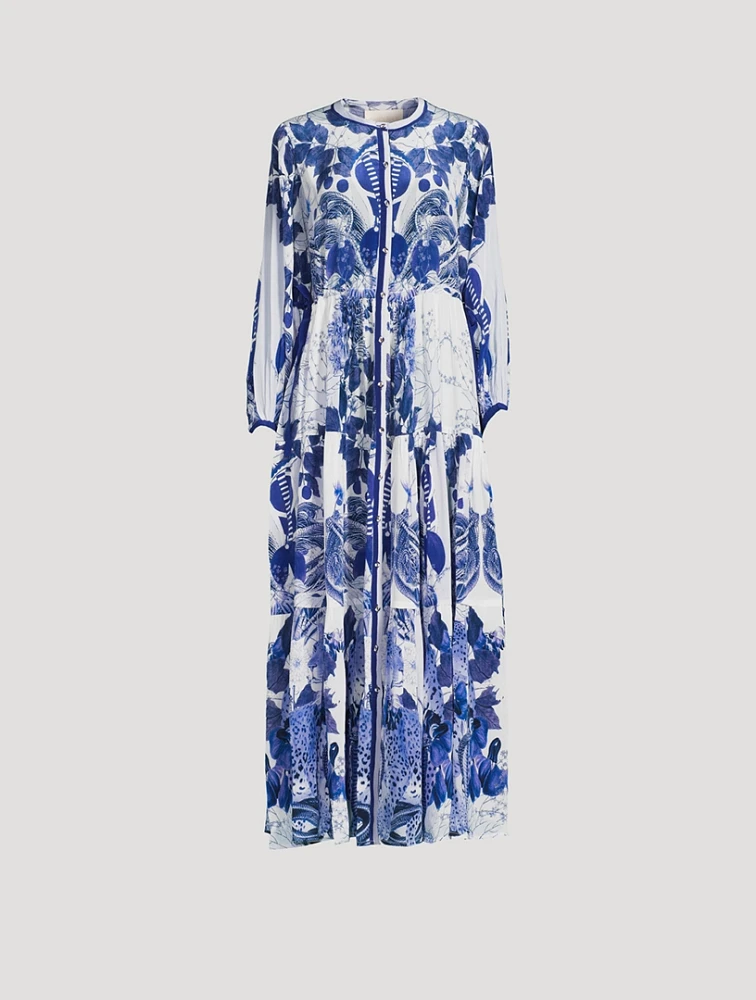 Josefina Long-Sleeve Printed Maxi Dress