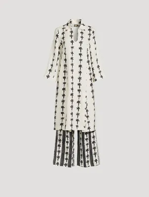 Linen Caftan Lounge Set Palm Stripe
