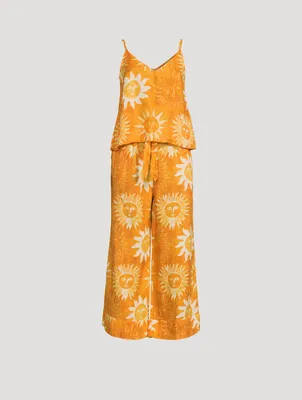 Linen Cami And Wide Leg Set Sol Print