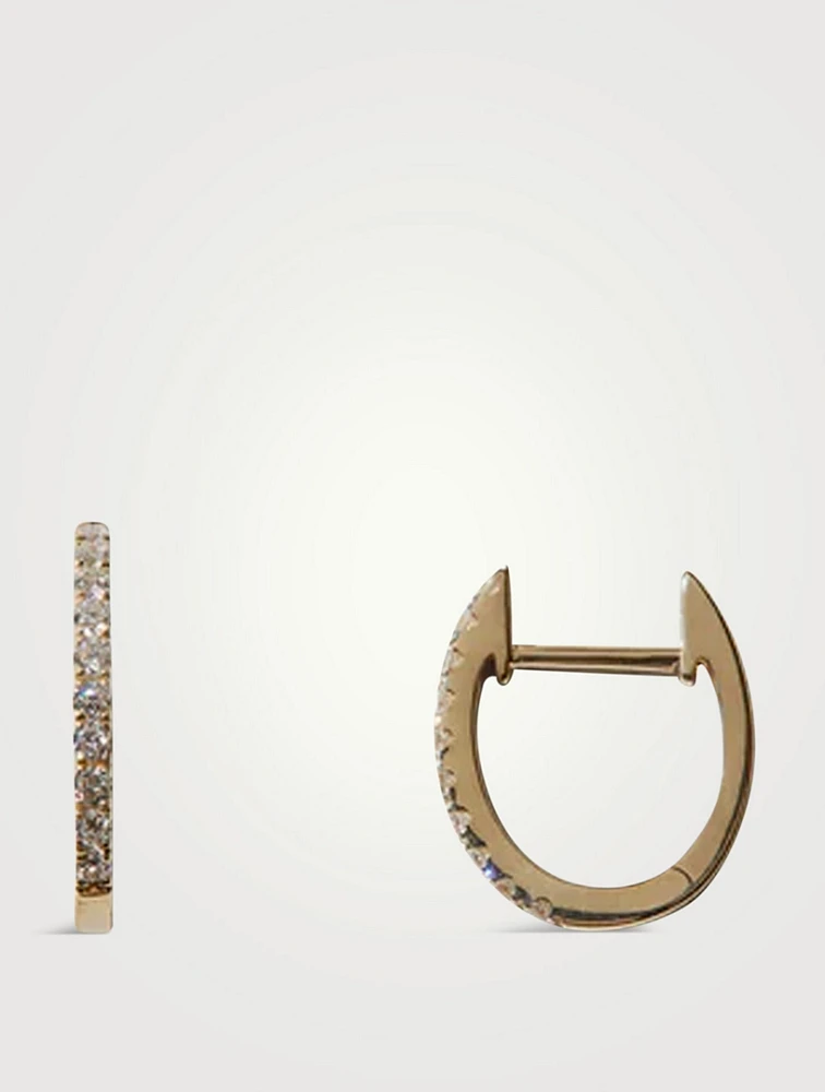 Sea Of Beauty 14K Gold Oval Hoop Earrings With Diamonds
