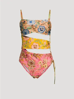Junie Cut-Out One-Piece Swimsuit Floral Print