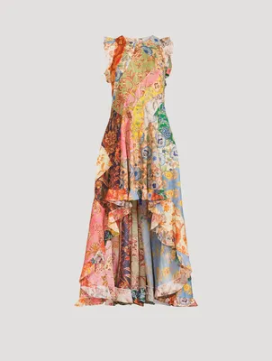 Junie High-Low Cotton Dress Spliced Print