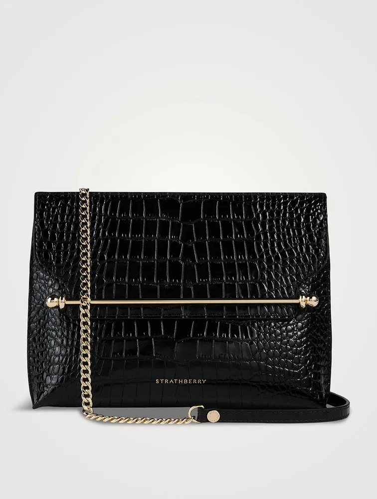 Stylist Croc-Embossed Leather Crossbody Bag