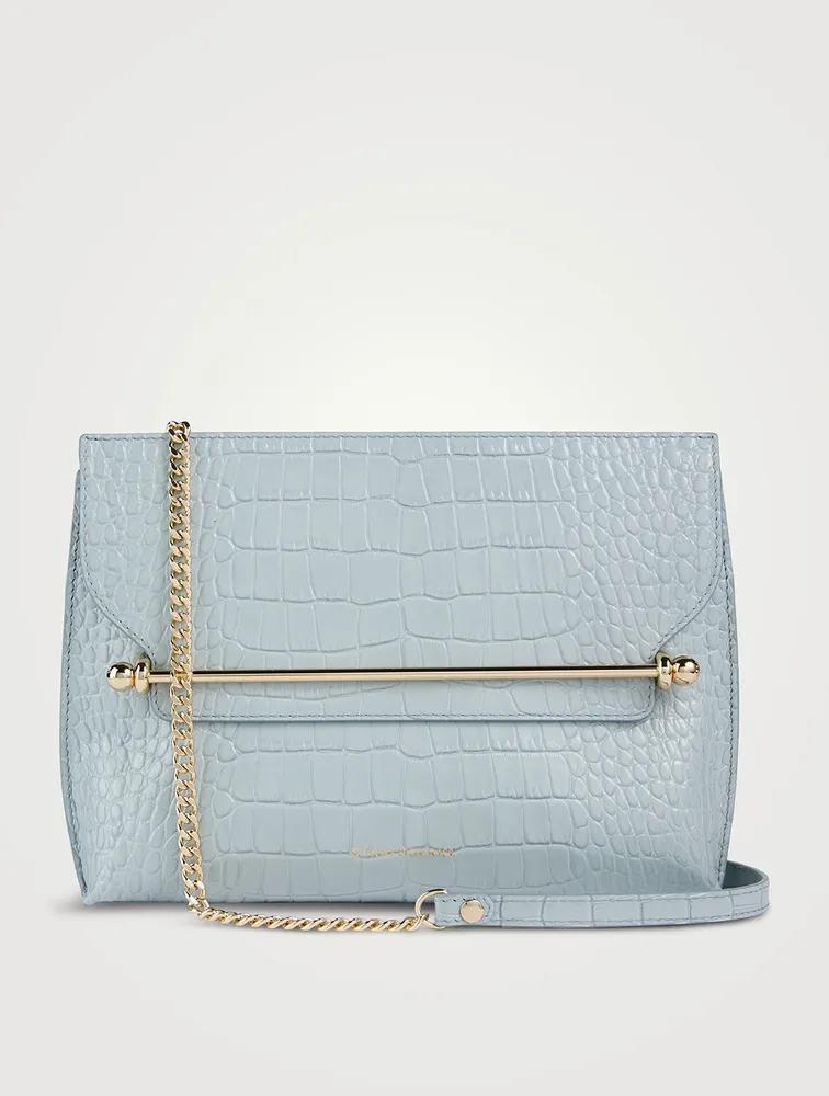 Stylist Croc-Embossed Leather Crossbody Bag
