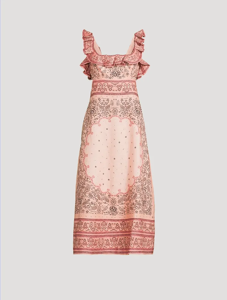 Matchmaker Linen Frilled Midi Dress