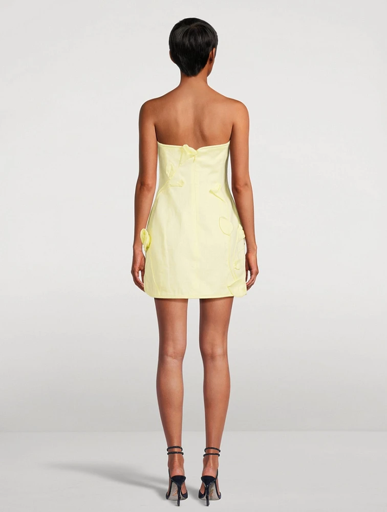 Matchmaker Rose Appliqué Linen Mini Dress