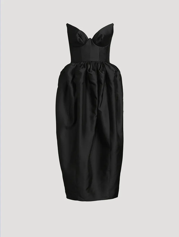 Matchmaker Silk And Wool Bustier Midi Dress