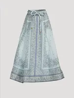 Matchmaker Linen And Silk Midi Skirt