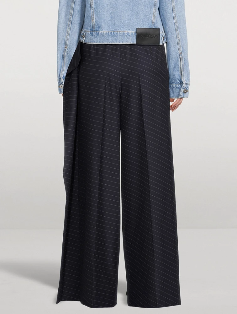 Wool-Blend Wide-Leg Pants With Side Panel