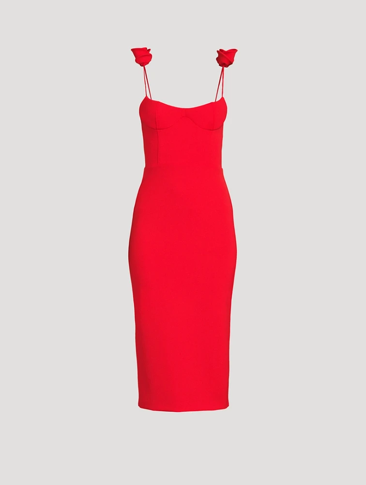 Bustier Midi Dress with Floral Appliqué