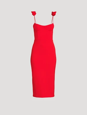 Bustier Midi Dress with Floral Appliqué
