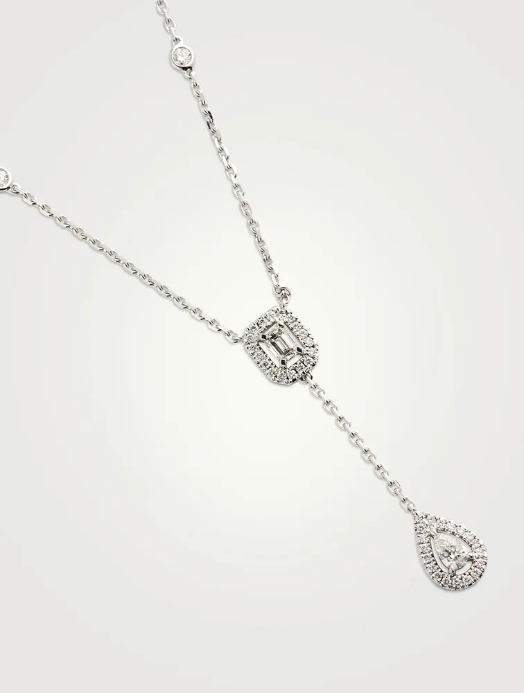 My Twin Tie 18K White Gold Necklace With Diamonds