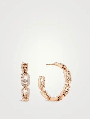 Move Link 18K Rose Gold Hoop Earrings With Diamonds