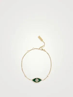 Lucky Eye 18K Gold Bracelet With Malachite And Diamonds