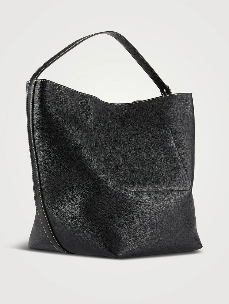 Belted Leather Tote Bag