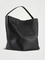 Belted Leather Tote Bag