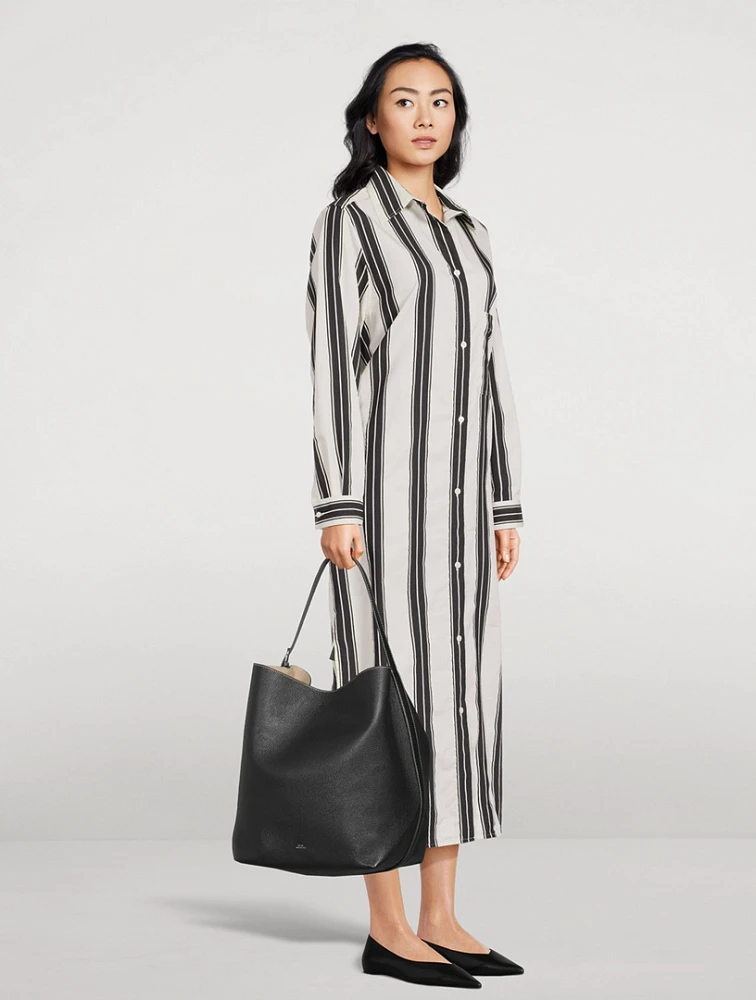 Belted Leather Tote Bag