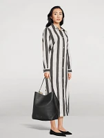 Belted Leather Tote Bag