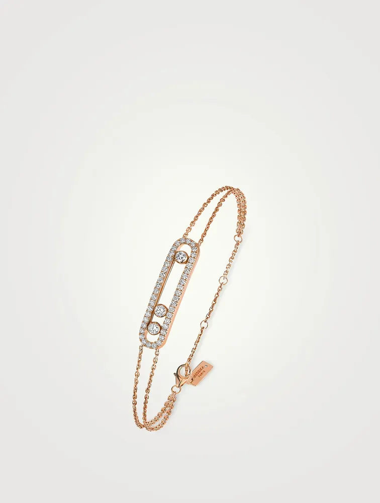 Move Classique 18K White Gold Pavé Bracelet With Diamonds