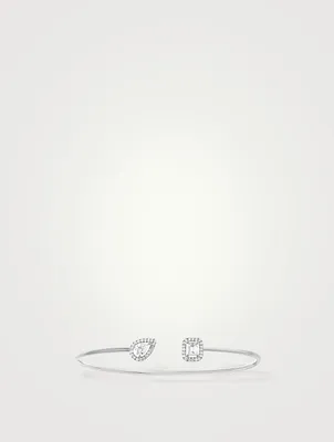 My Twin Toi & Moi 18K White Gold Thin Bangle With Diamonds