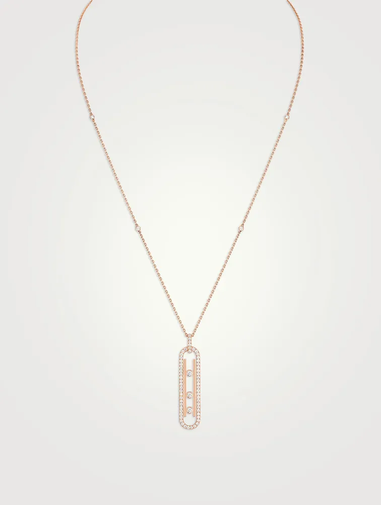 Move 10th 18K Rose Gold Pavé Necklace With Diamonds