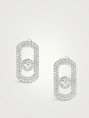 So Move 18K White Gold Pavé Diamond Earrings