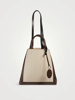 Medium Double Up Leather And Canvas Tote Bag