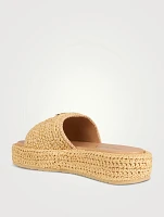 Raffia Flatform Slide Sandals
